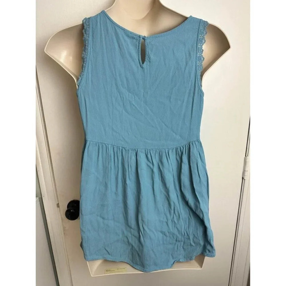 Blue Lauren Conrad Blue Sleeveless Shirt Lace Large #0412 - Picture 4 of 6